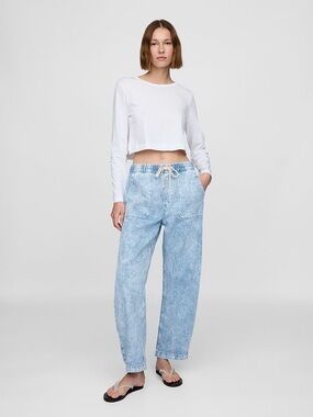 GAP High Rise Easy Barrel Jeans in Light Indigo [$118] | SMALL TALL